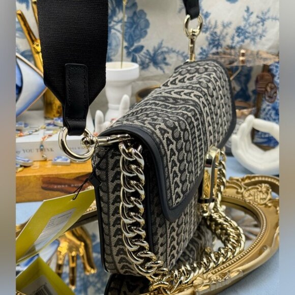 🆕 MARC JACOBS 🧿 NWT The Monogram J Marc Chain Satchel Shoulder Bag, Navy - Picture 4 of 15